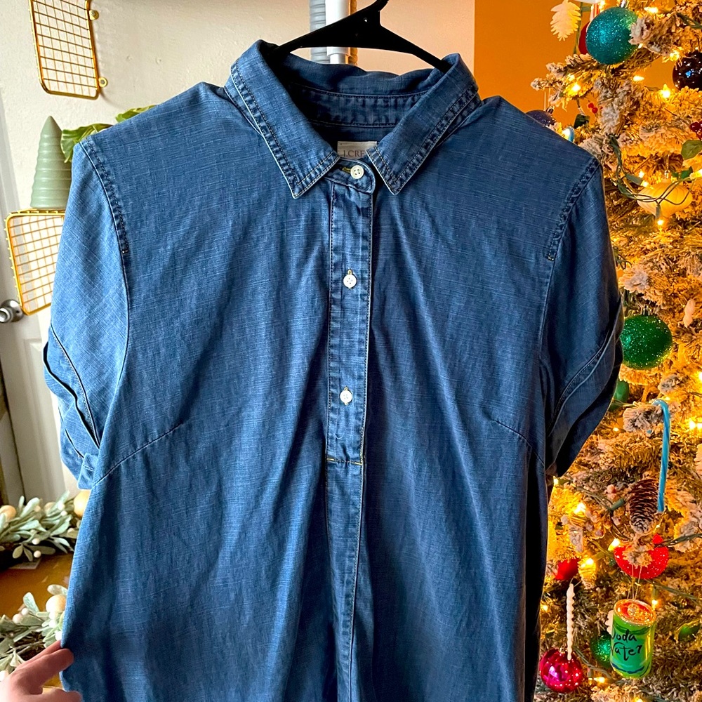 J Crew Factory chambray poplin short sleeve